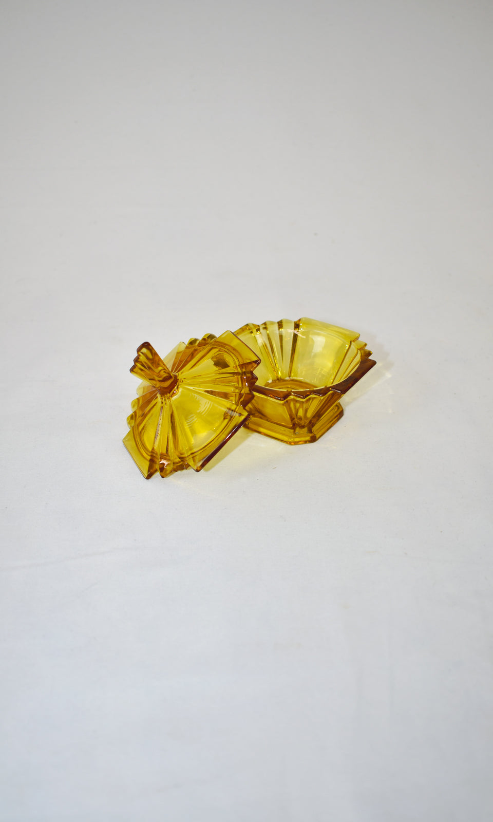 1930's Amber Glass Dressing Table Set