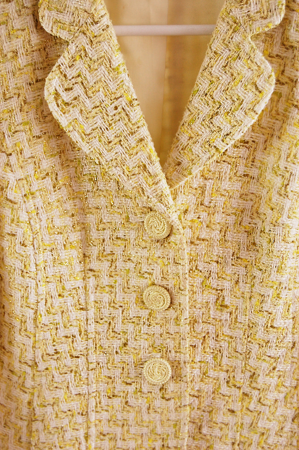 Yellow + Gold Tweed Cropped Jacket