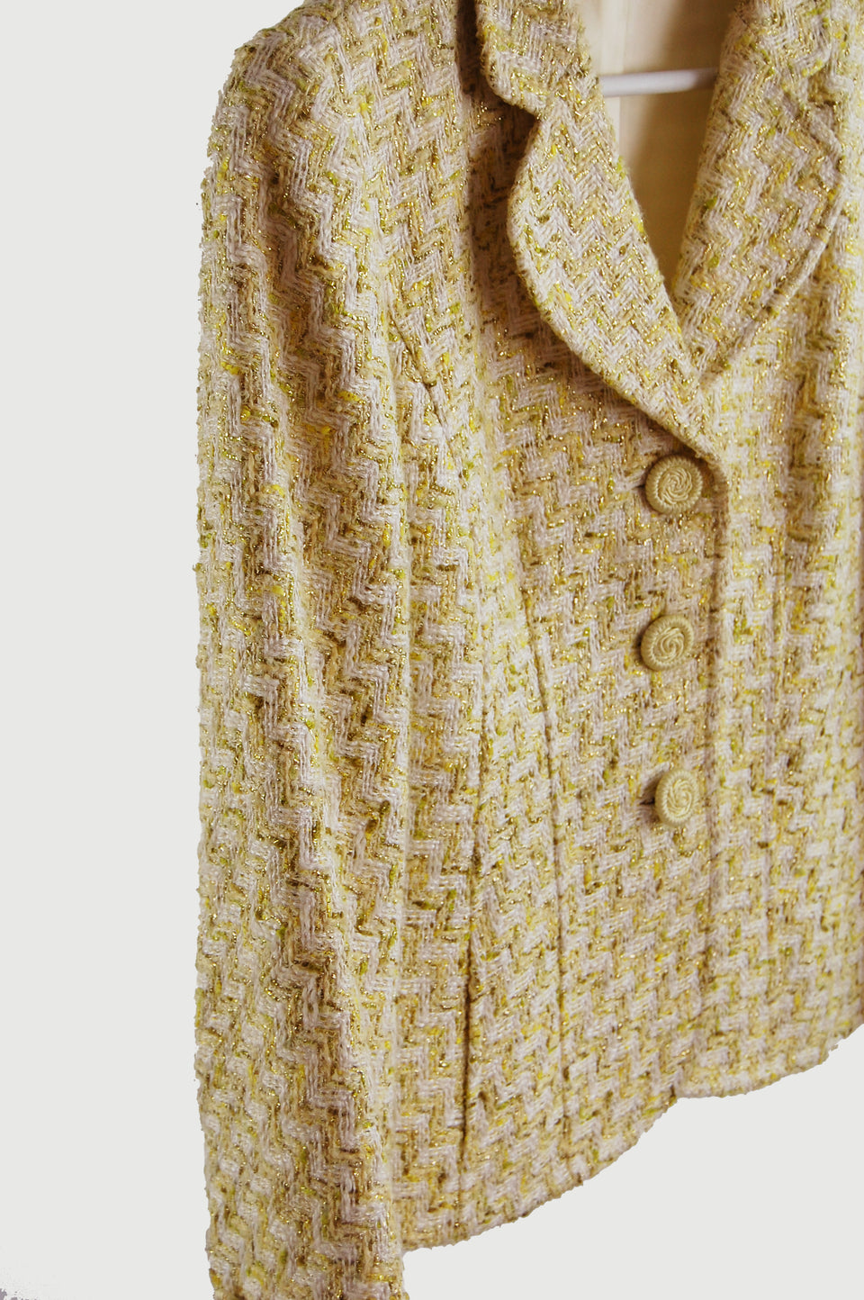 Yellow + Gold Tweed Cropped Jacket