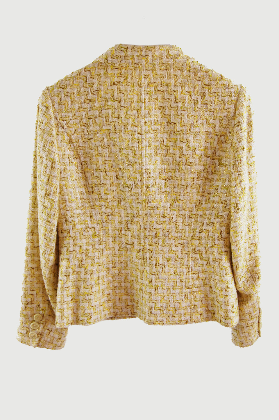 Yellow + Gold Tweed Cropped Jacket
