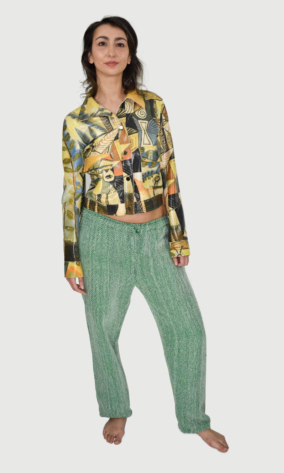 100% Wool Joggers In Green