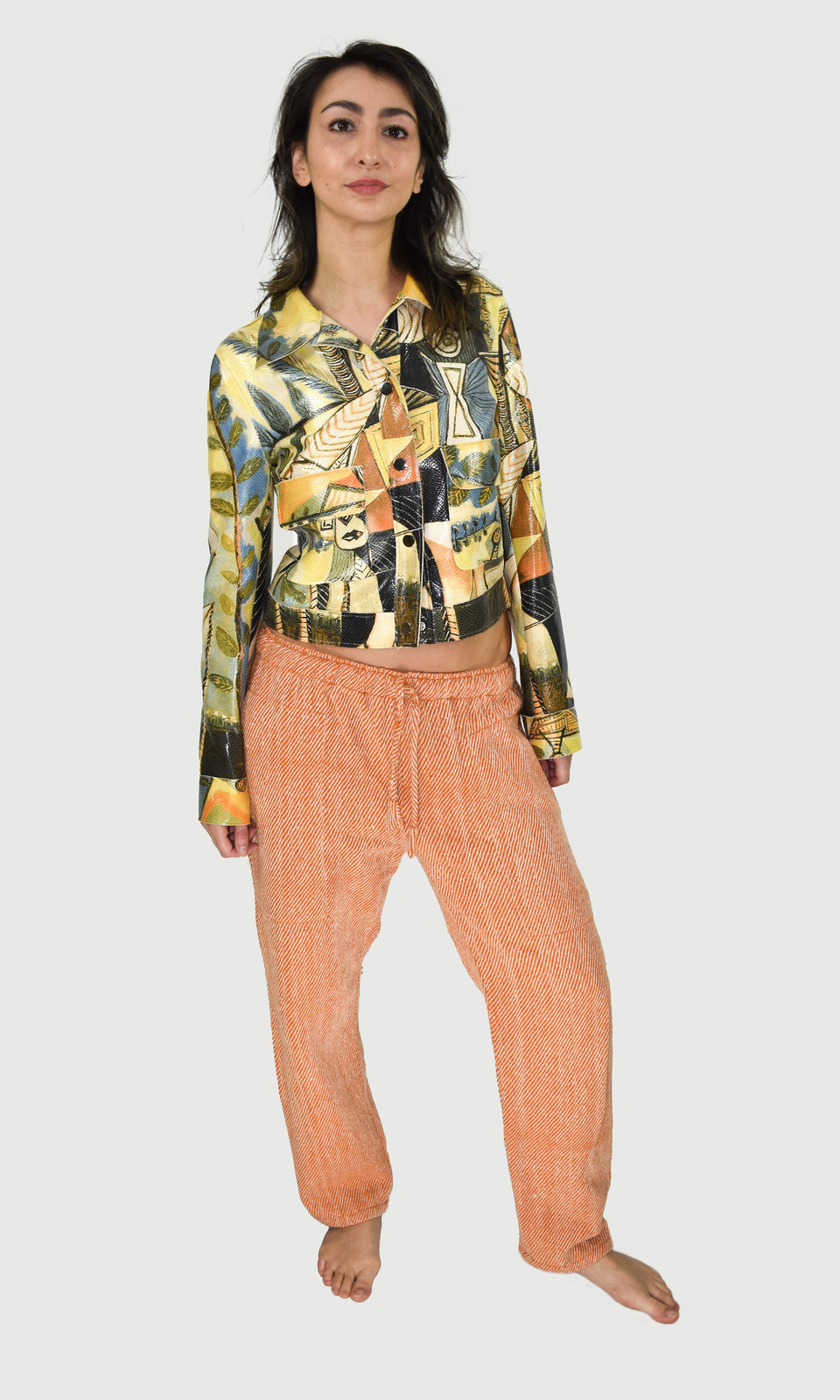 100% Wool Joggers In Orange