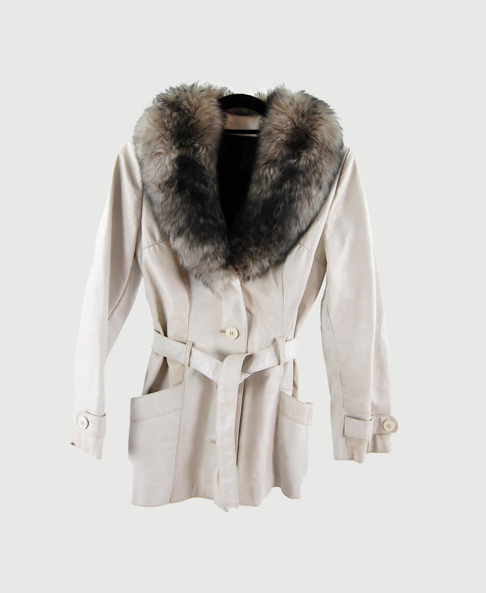 White Fur Leather Jacket