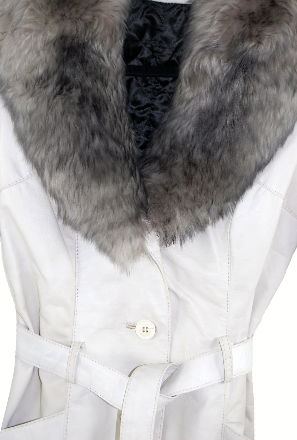 White Fur Leather Jacket