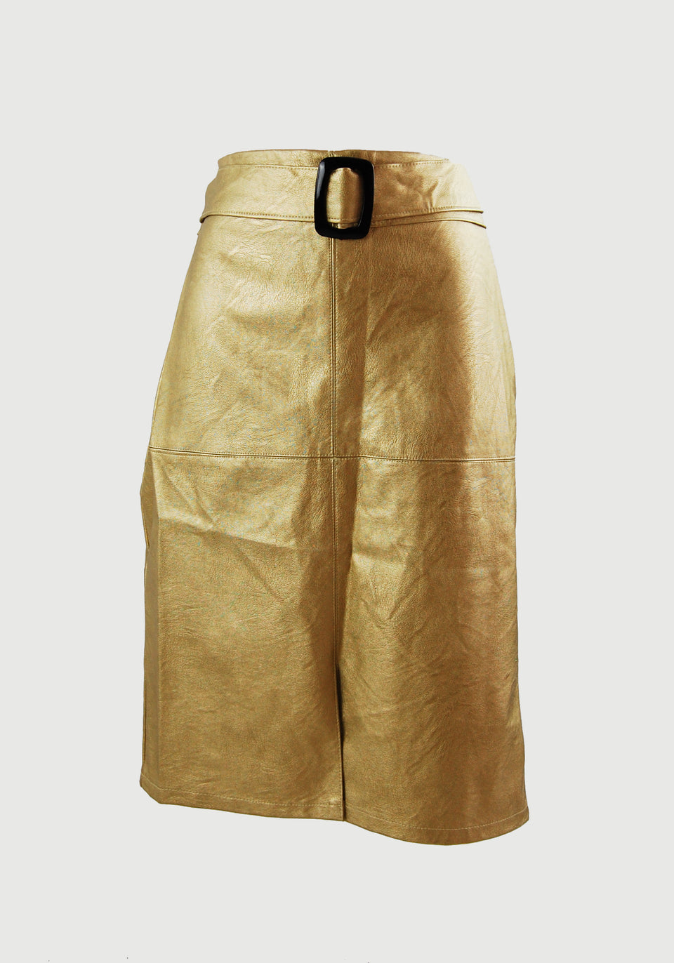 Gold Faux Leather Pencil Skirt
