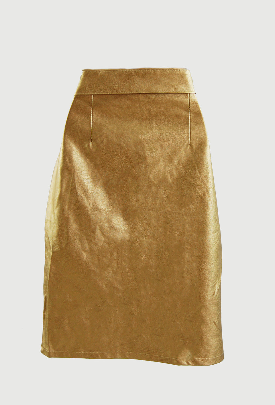Gold Faux Leather Pencil Skirt