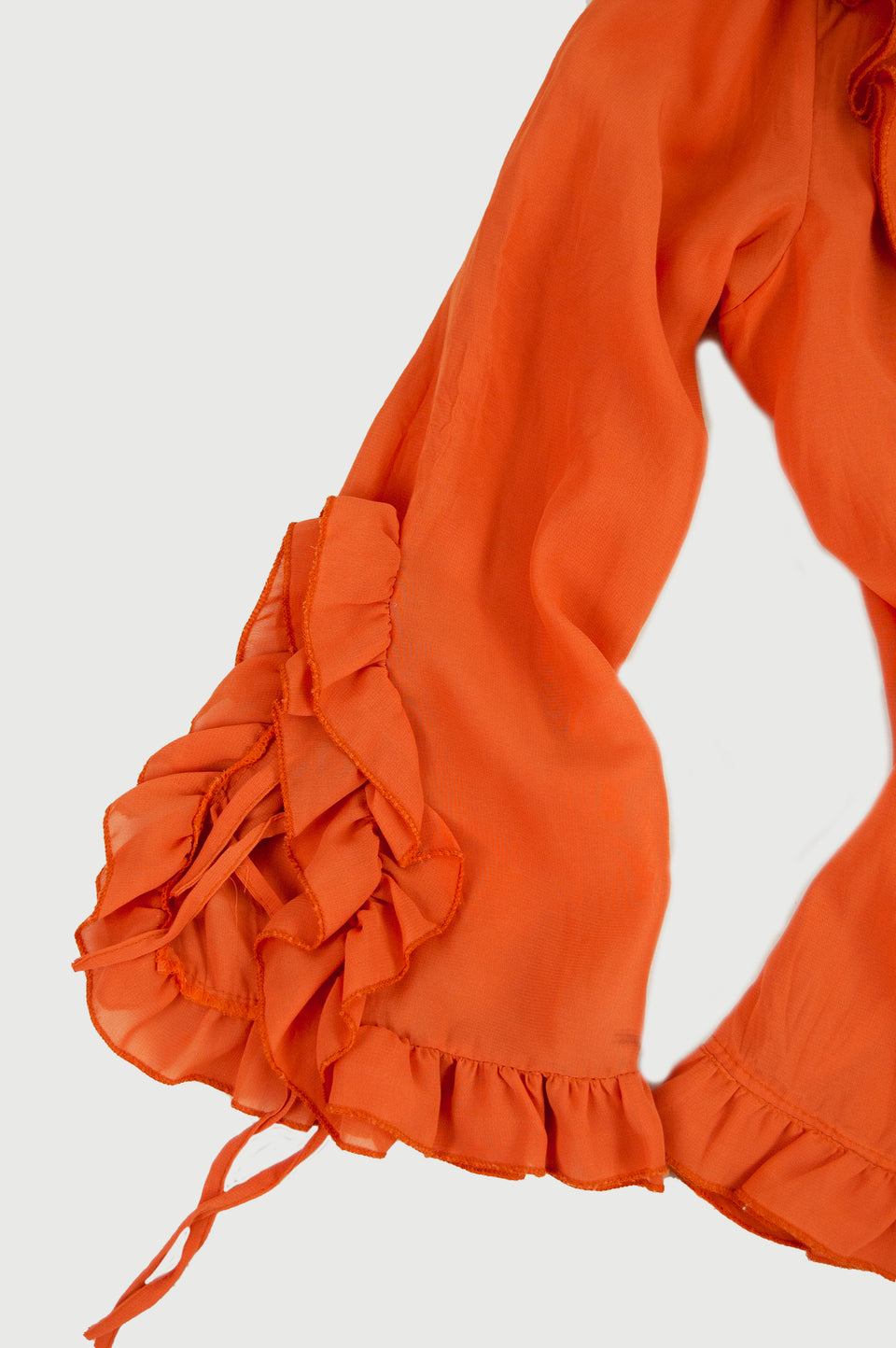 Orange Chiffon Ruffle Shirt