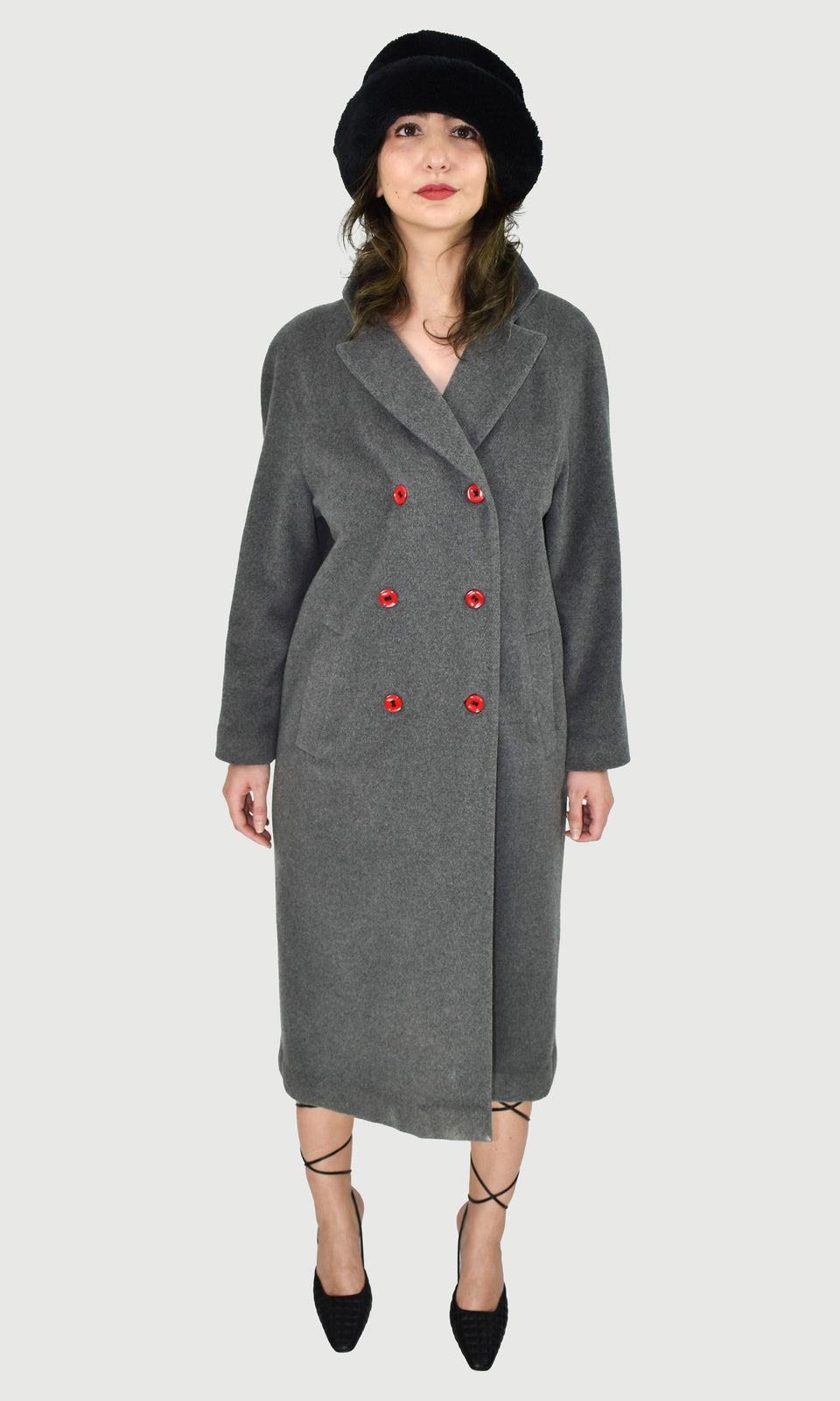 SADEO Revive: Grey Wool & Cashmere Double Breasted Coat