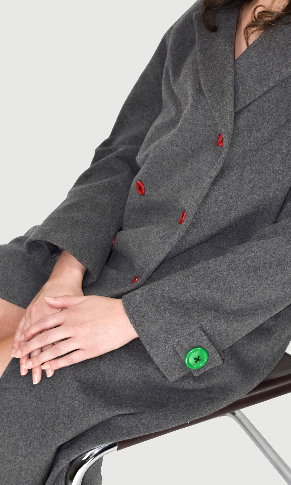 SADEO Revive: Grey Wool & Cashmere Double Breasted Coat