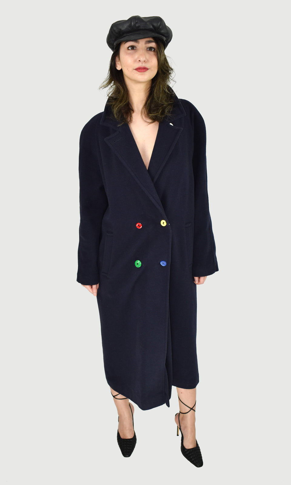 SADEO Revive: Navy Wool & Cashmere Double Breasted Coat