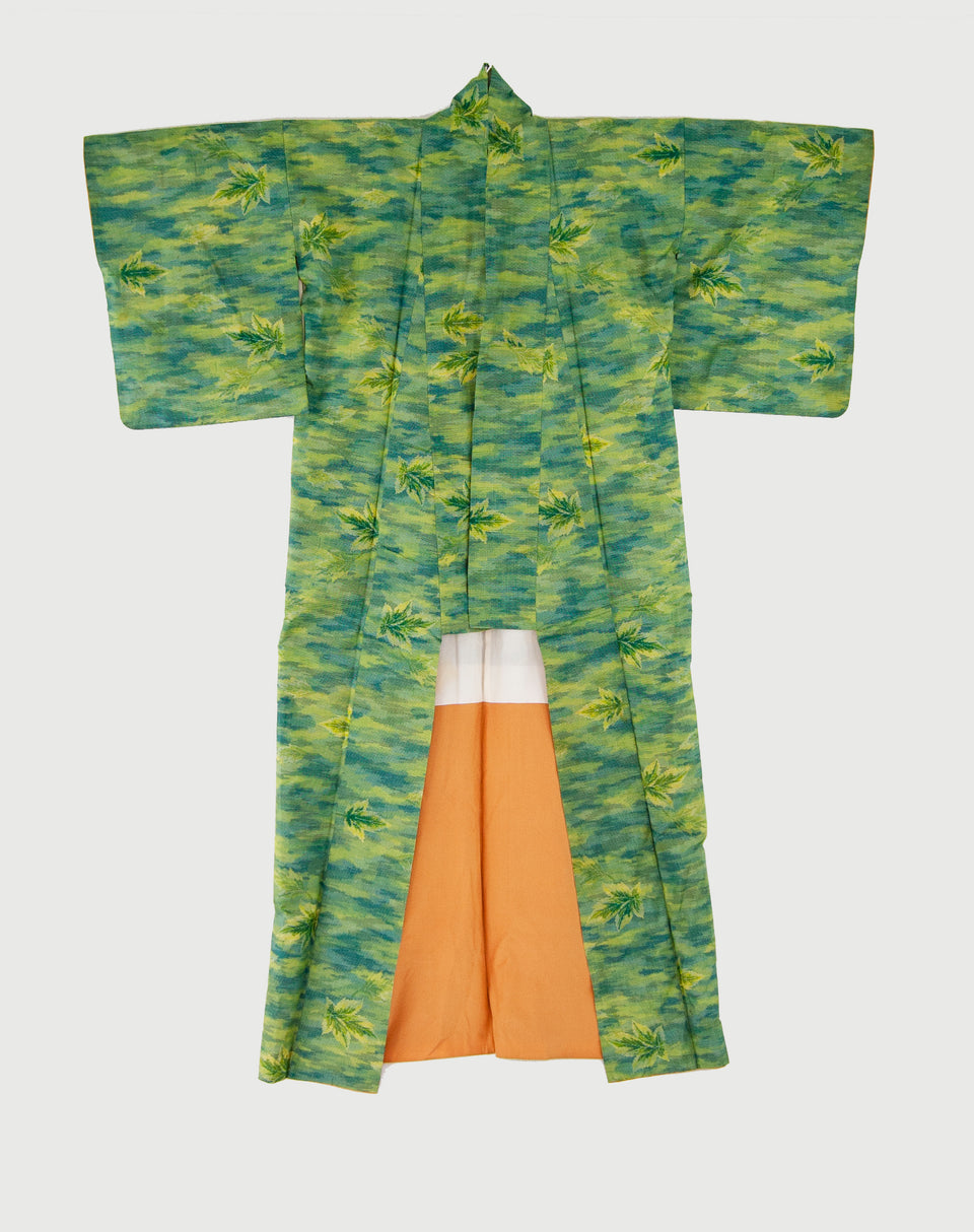 Japanese Yukata (浴衣) Kimono - Green Leaf