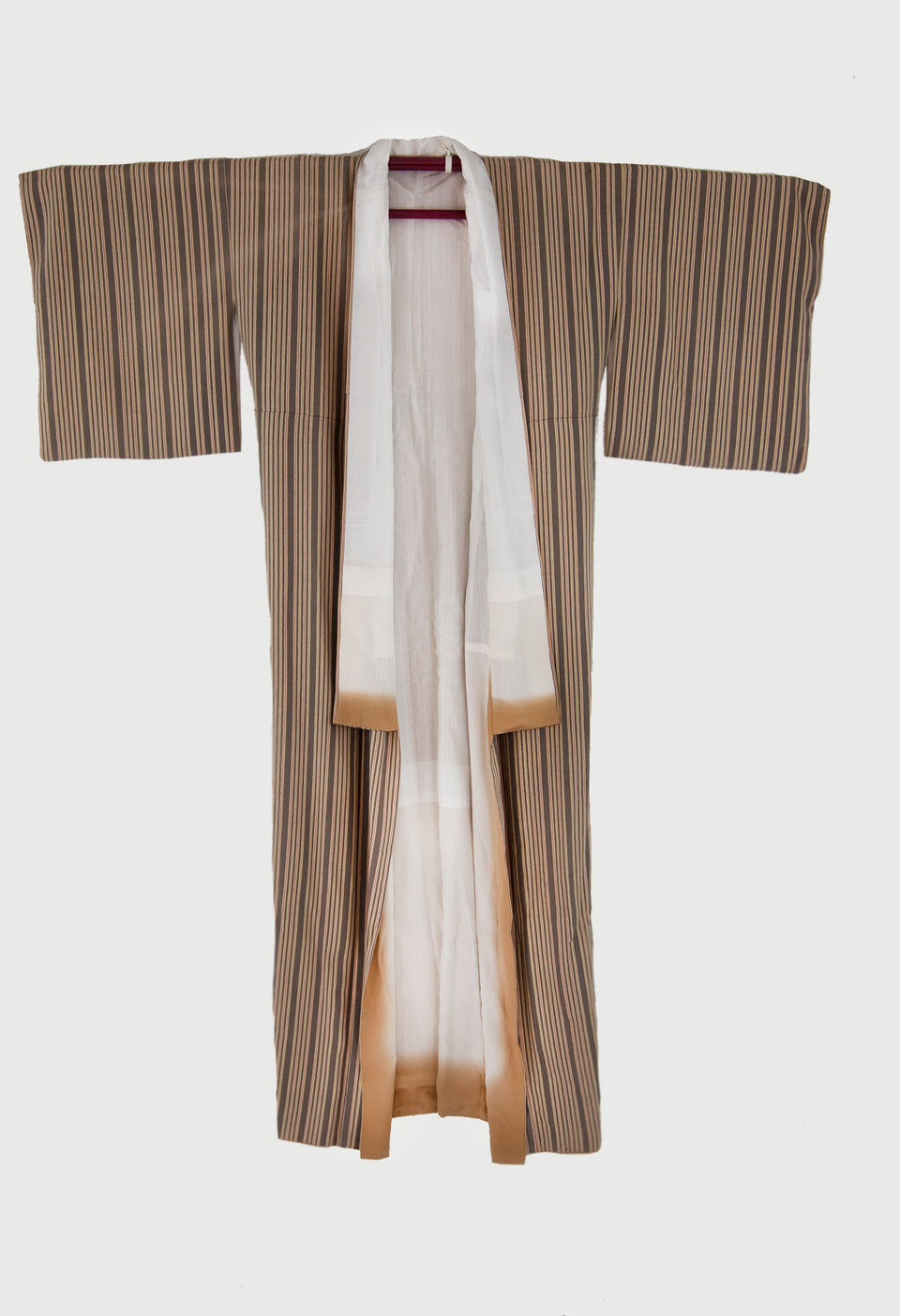 Japanese Kinsha Silk Stripe Kimono