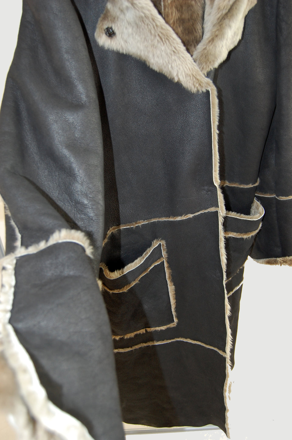 Long Sheepskin Hooded Coat