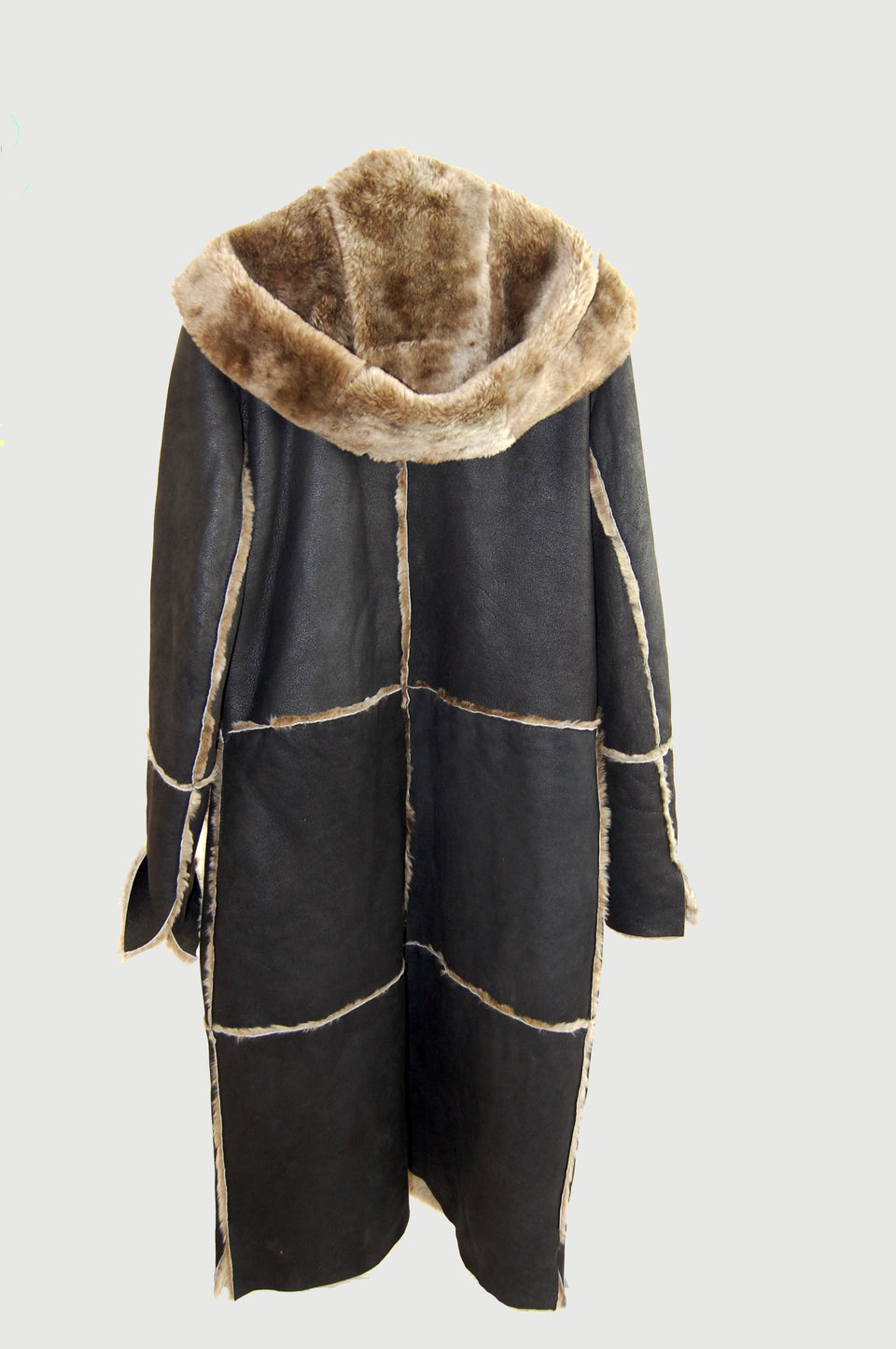 Long Sheepskin Hooded Coat