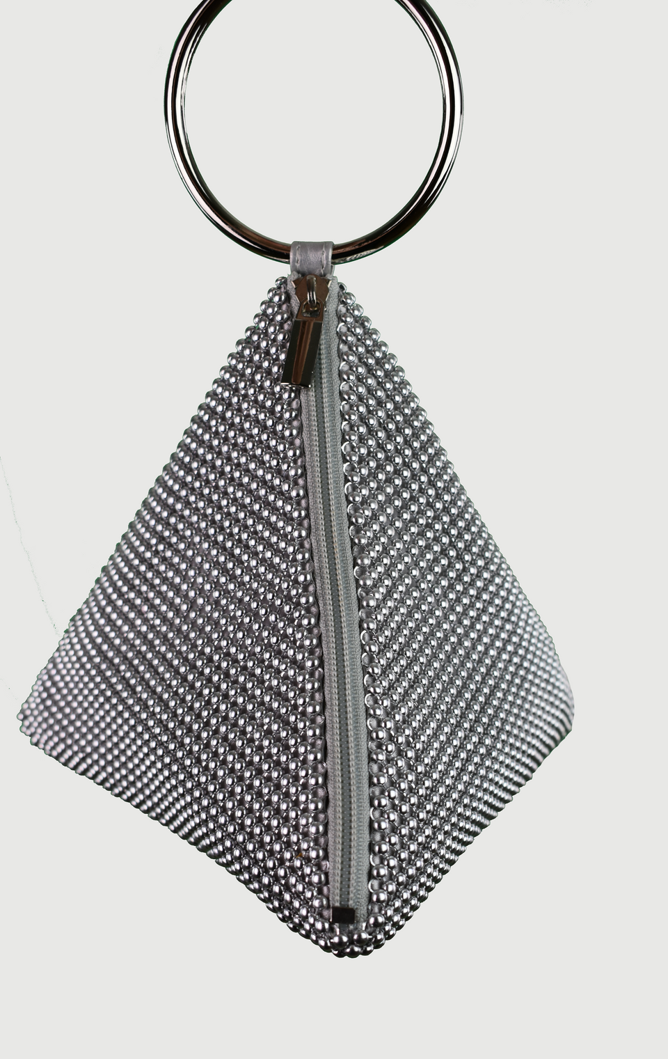 KIRA Silver Mesh Wristlet Bag