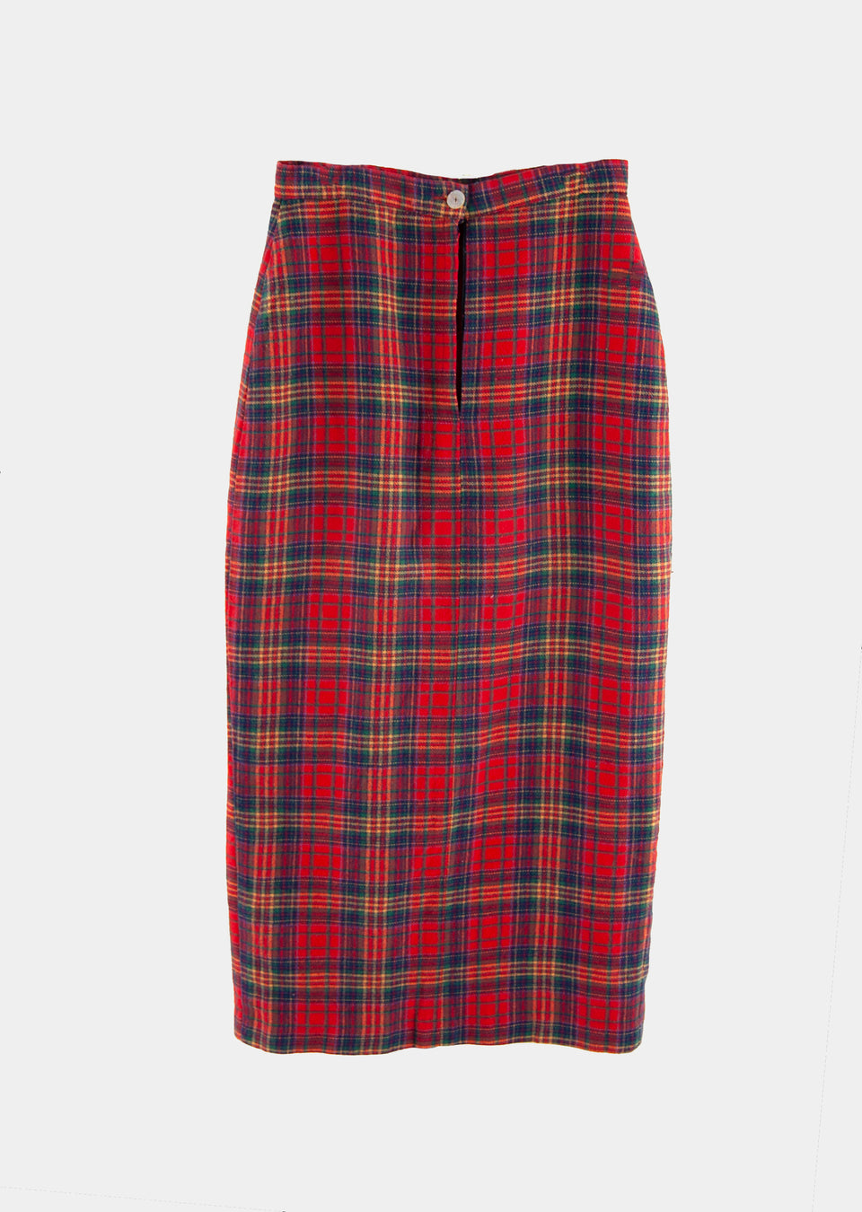 Red High Waisted Tartan Skirt