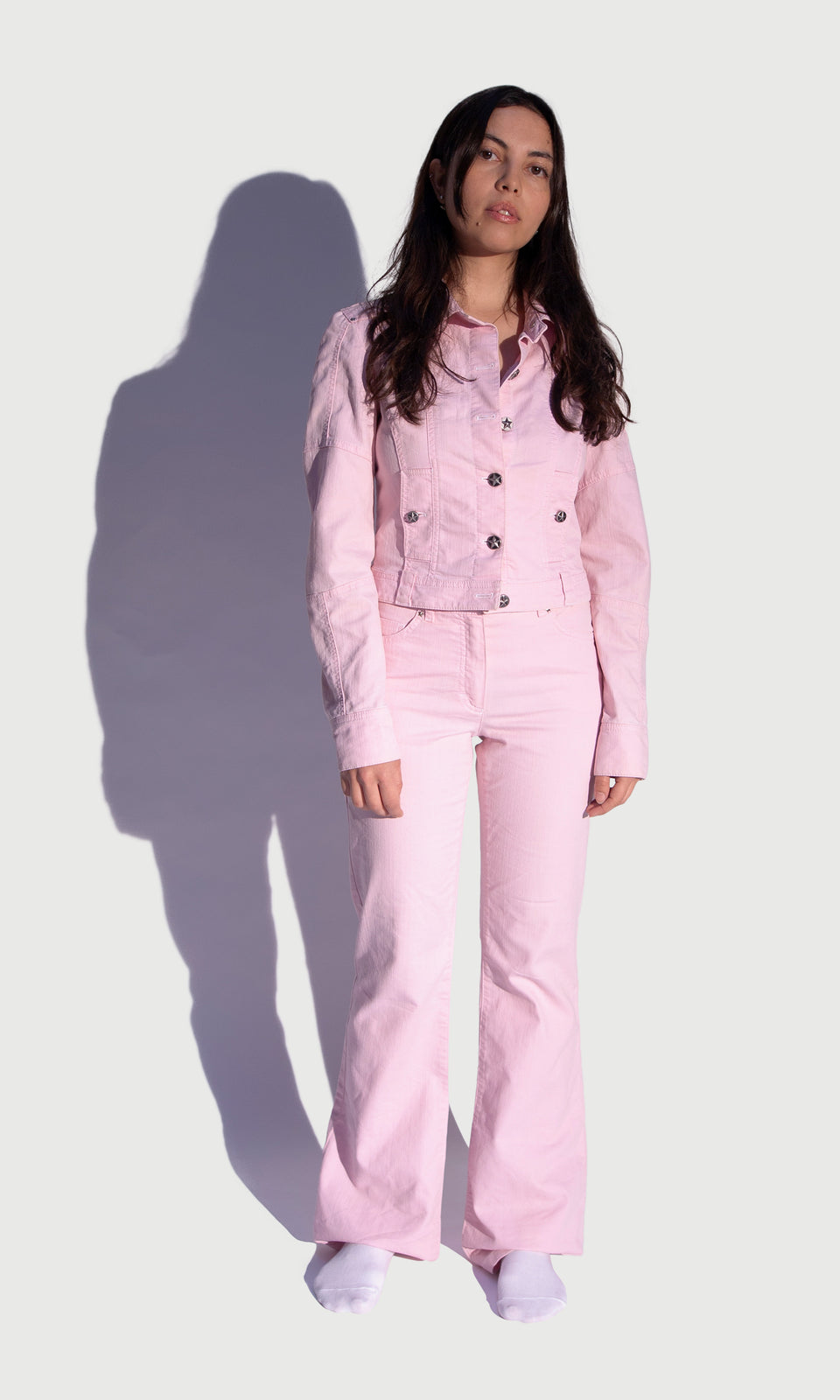 Pastel Pink Two Piece Denim Set