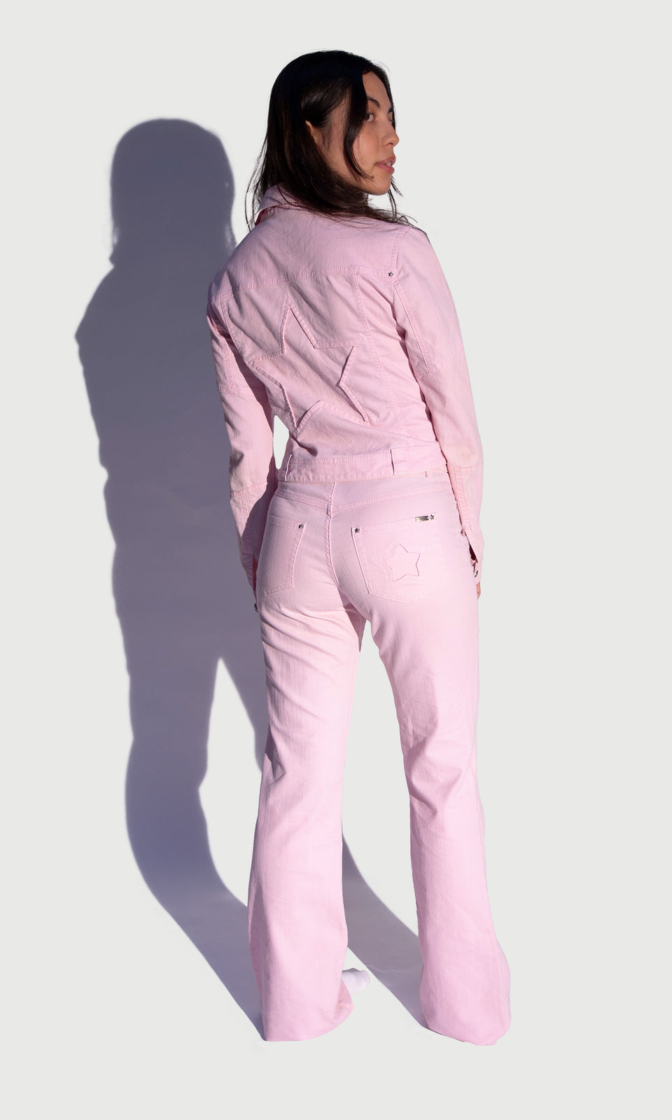 Pastel Pink Two Piece Denim Set