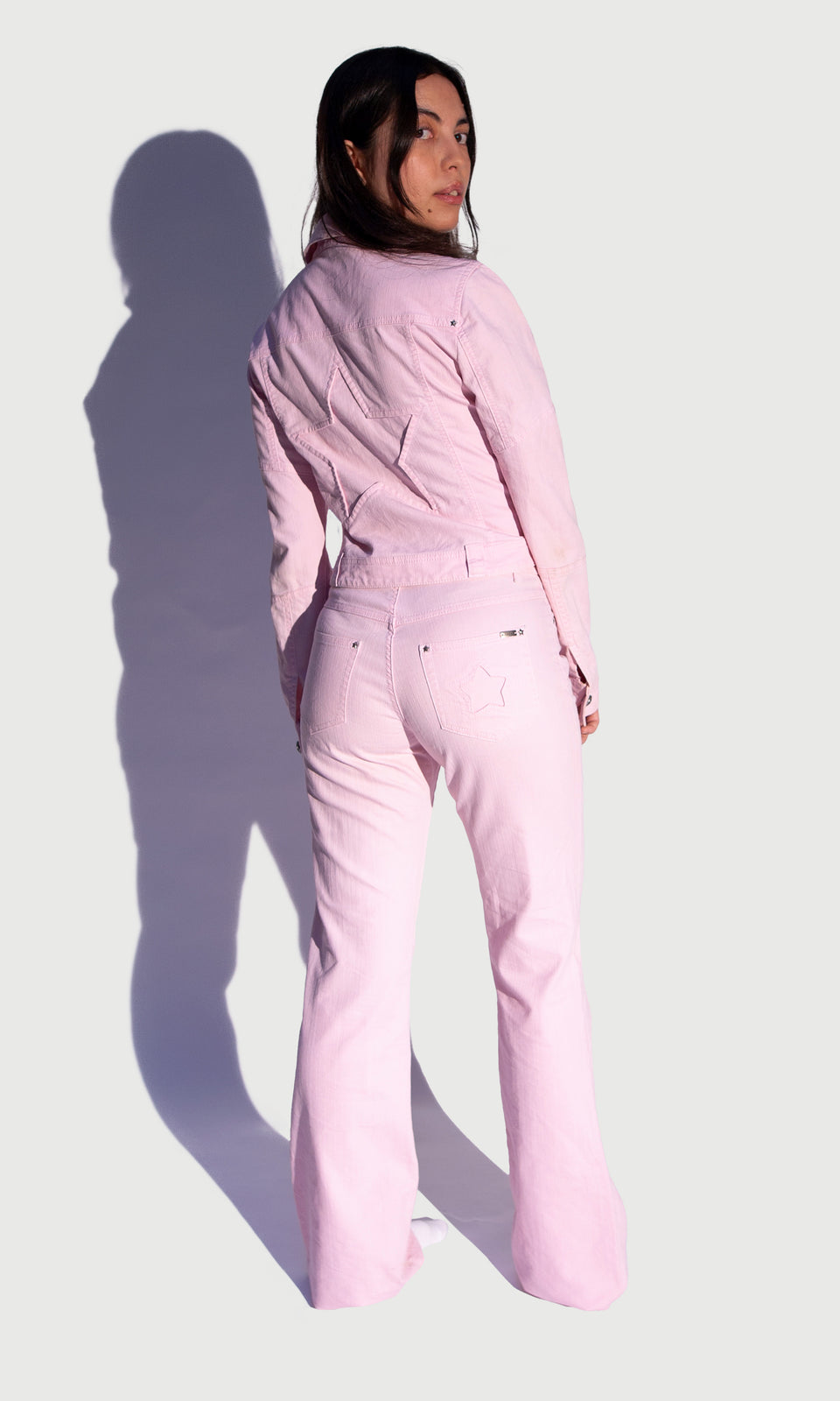 Pastel Pink Two Piece Denim Set