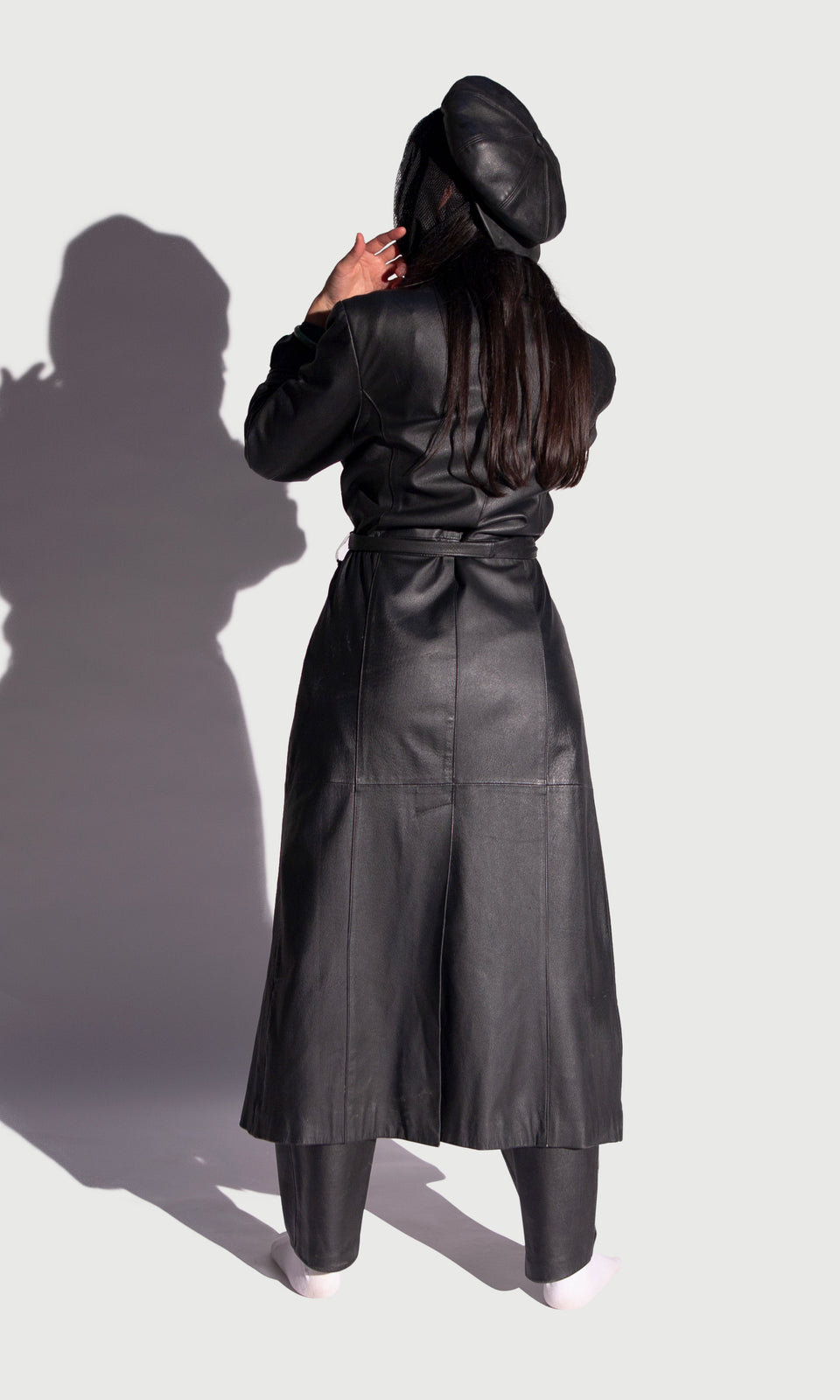 Black Leather 2 Piece Trouser + Trench Coat