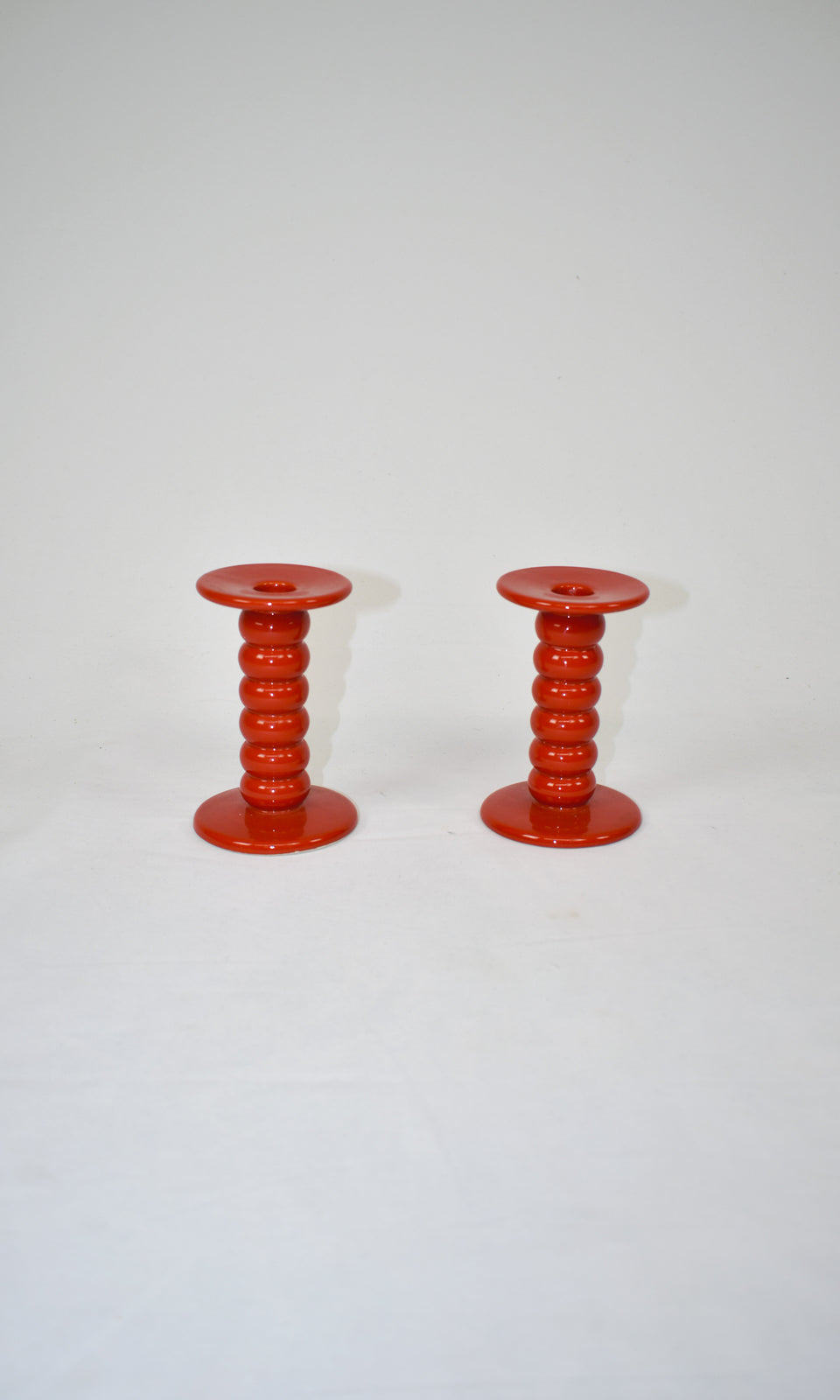 1970's Red Swedish Ceramic Candle Holders