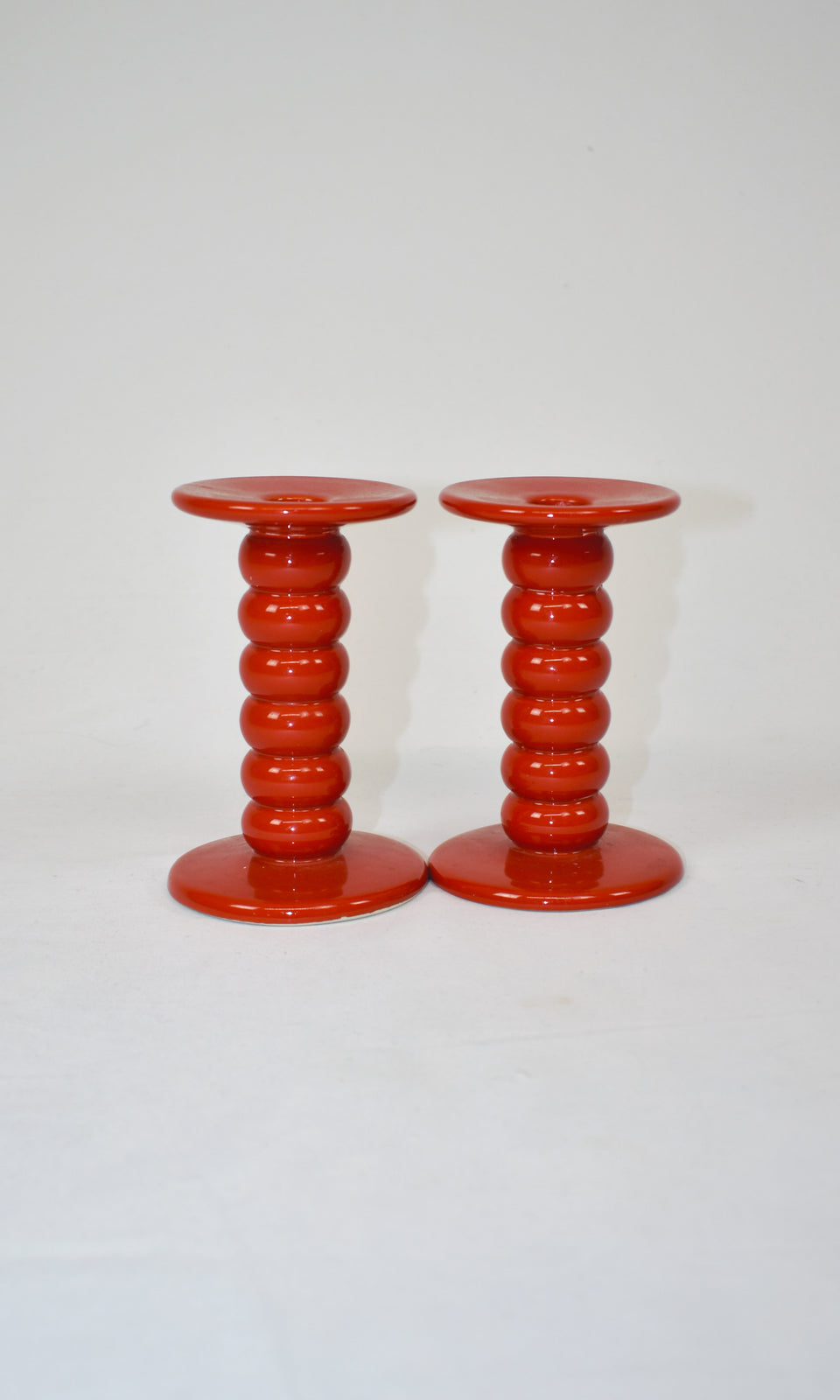 1970's Red Swedish Ceramic Candle Holders