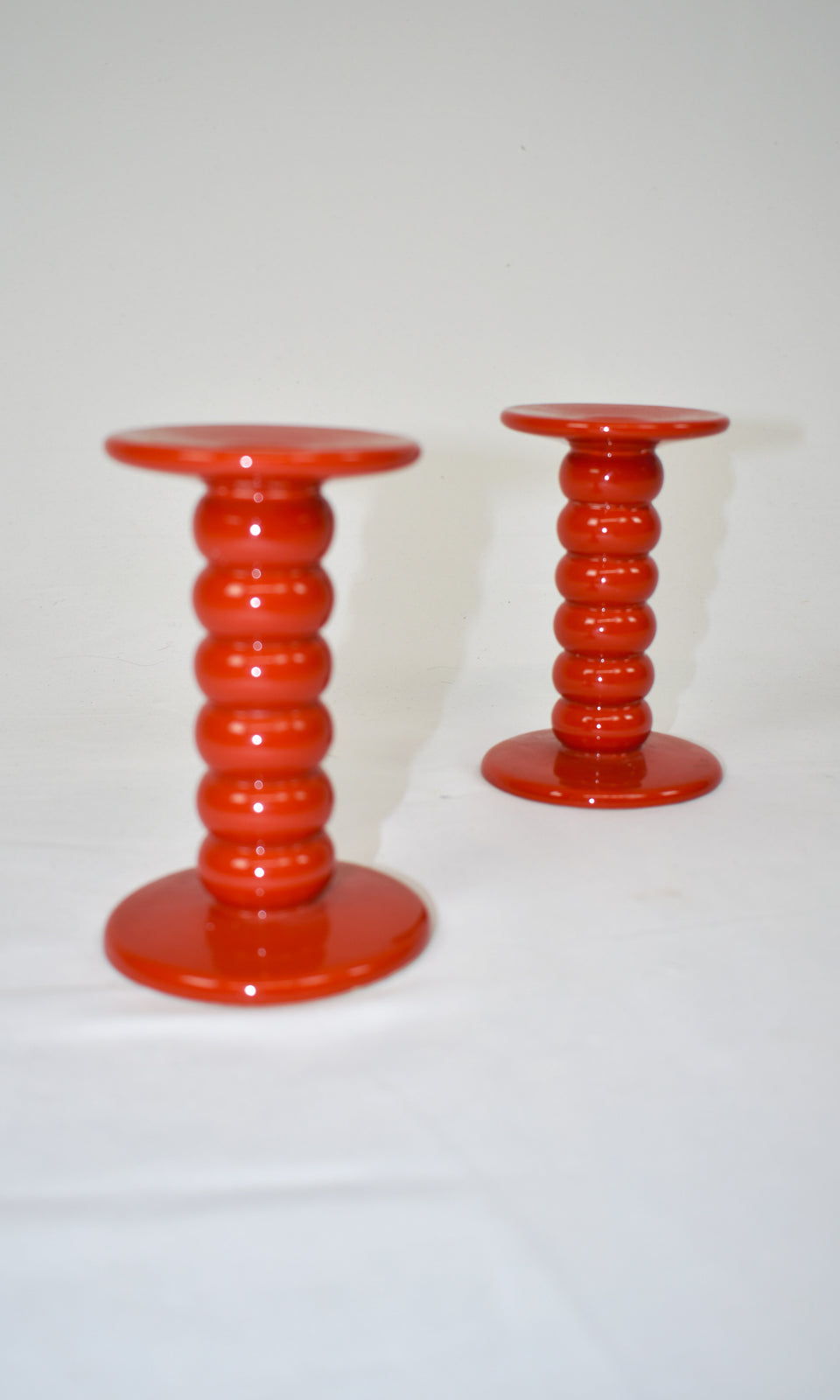 1970's Red Swedish Ceramic Candle Holders