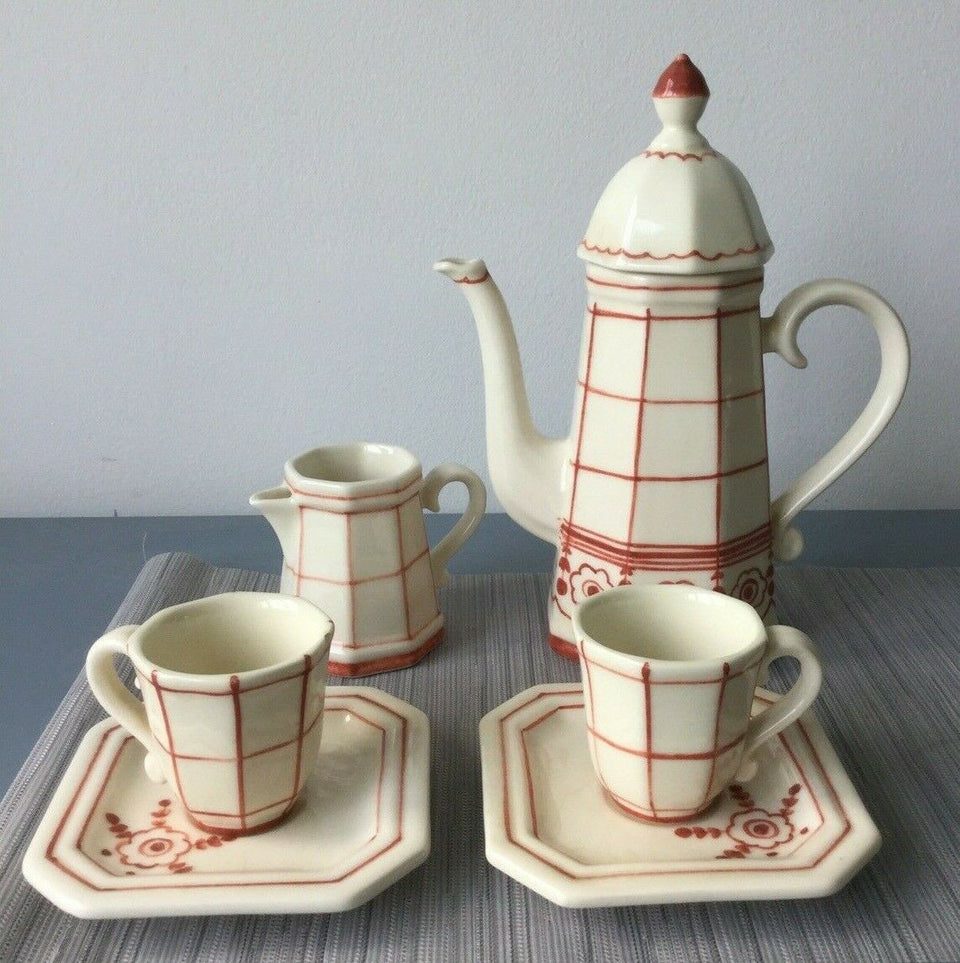 1980's Italian Ceramic 7 Piece Coffee Set